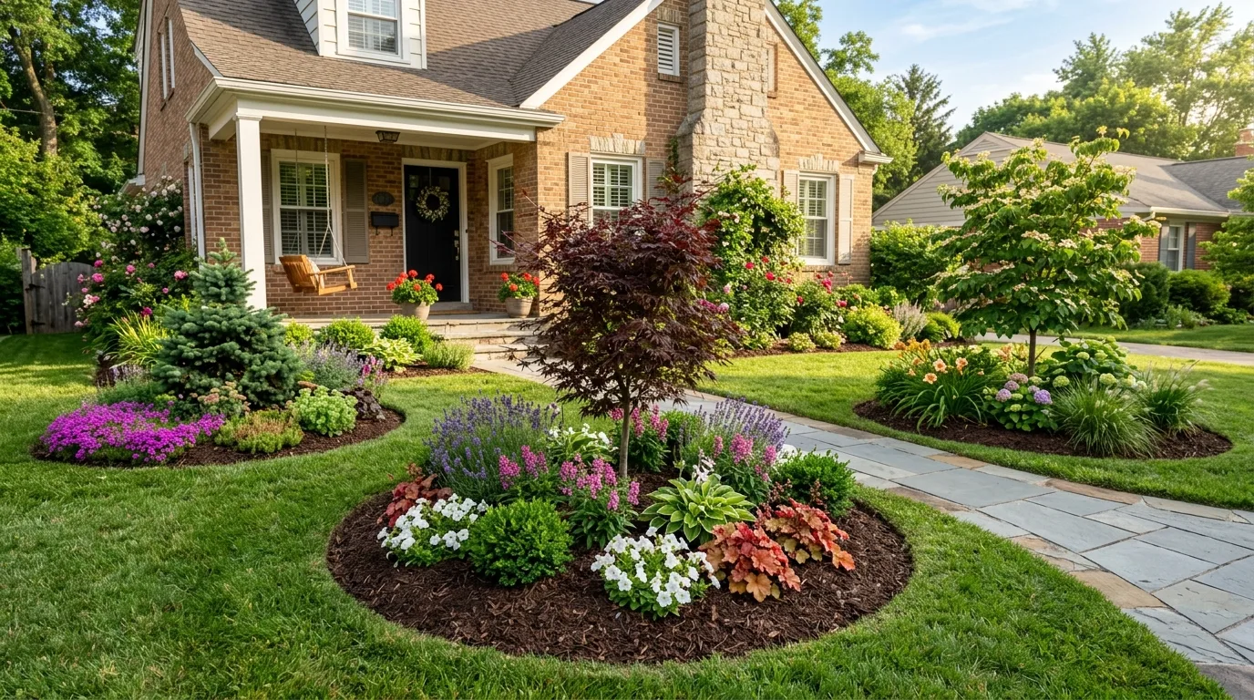 Flower Bed Around an Entry Walk